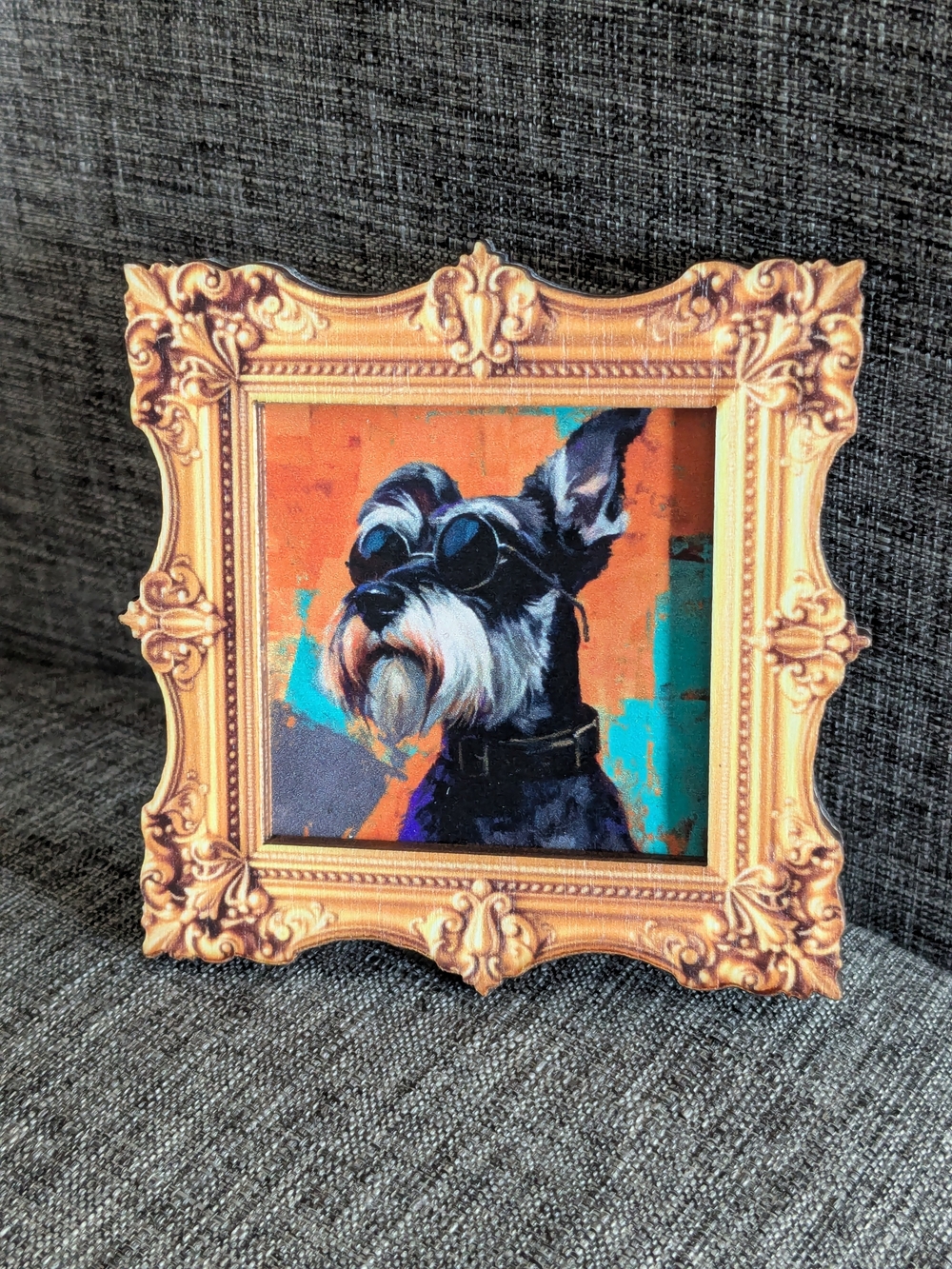Dog Portrait With Gold Ornate Frame Magnet